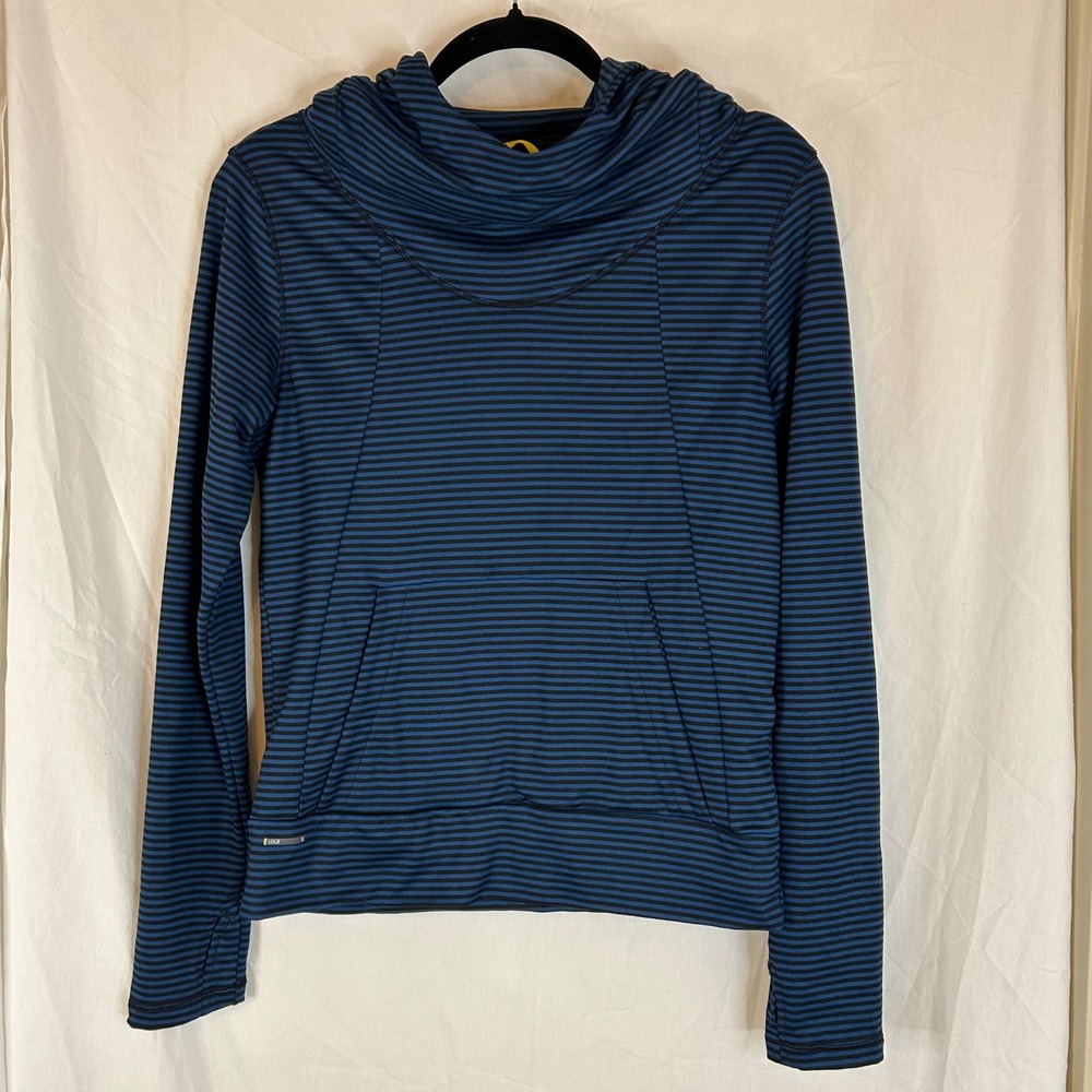 Lole Women's Striped Cowl Neck Thumb Hole Pullover Hoodie Athleisure Top - Picture 2 of 14